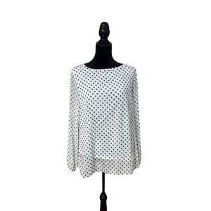 Nine West Women's Blouse Long Sleeve Black White Size Large